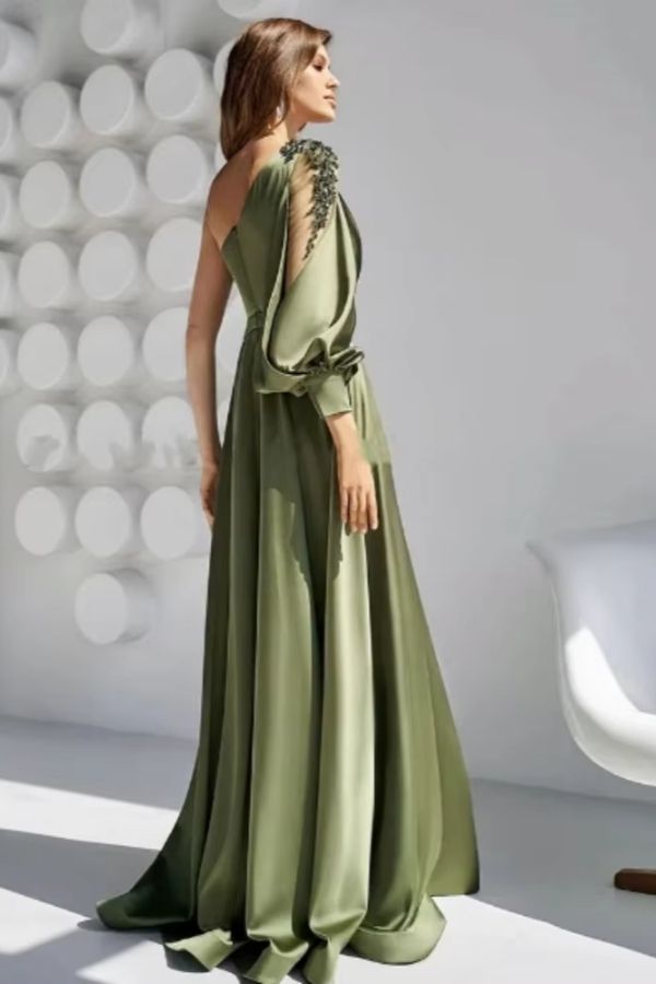 Kleid Olivgrün Lang Ein Arm