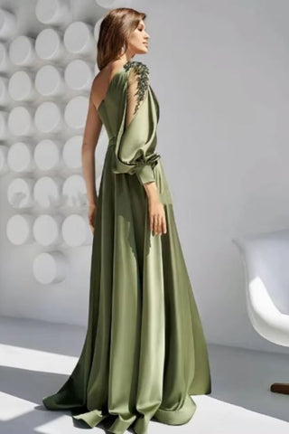 Kleid Olivgrün Lang Ein Arm